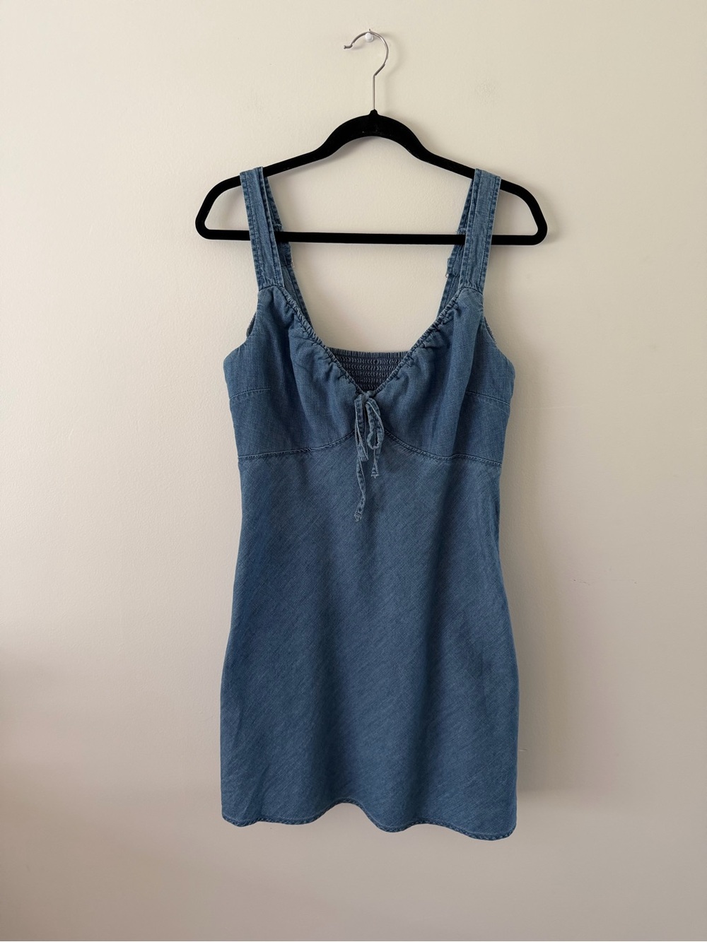 Abercrombie & Fitch Bra-Free Chambray Front Tie Neutral Western Mini Dress Large